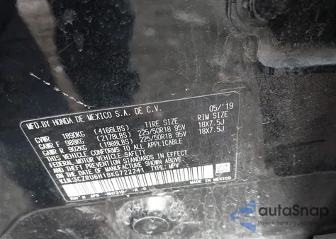 2019 Honda Hr-V Sport from USA, damaged, VIN 3CZRU6H18KG722241